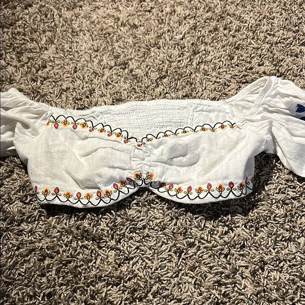 White Embroidered Off-Shoulder Top